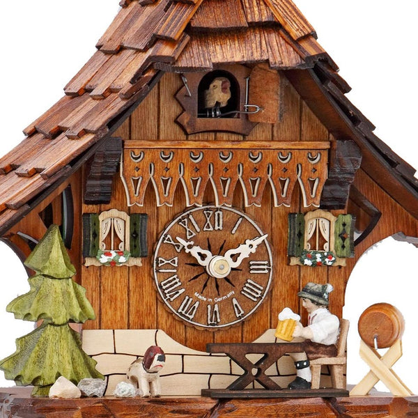 Cuckoo Clock - Chalet 8-day cuckoo clock with beer drinker and dog 27cm by Hekas - Cuckoo Collections
