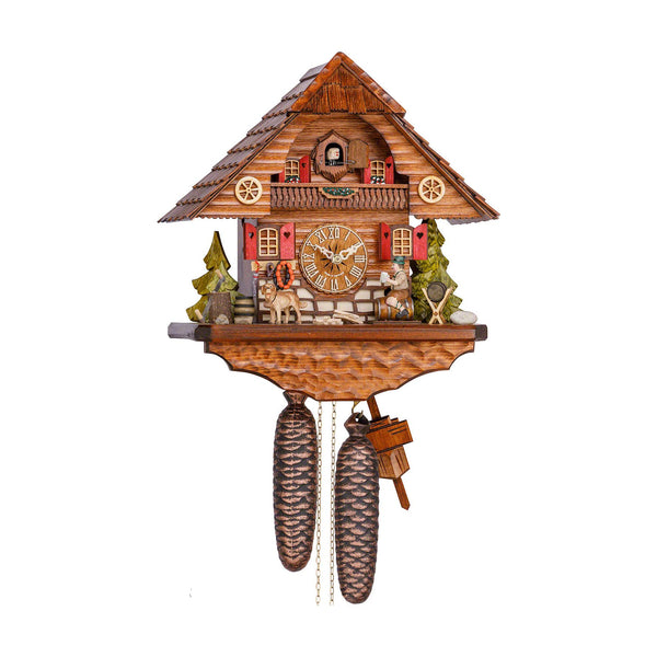  Cuckoo Clock - Chalet 8-day cuckoo clock with beer drinker on keg and dog 32cm by Hekas - Cuckoo Collections