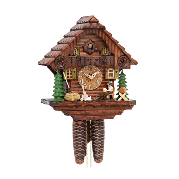  Cuckoo Clock - Chalet 8-day cuckoo clock with beer-drinker, wood-pile and hay bale 32cm by Hekas - Cuckoo Collections