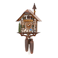  Cuckoo Clock - Chalet 8-day cuckoo clock with Black Forest bell-ringer and belfry bell tower 39cm by Hekas - Cuckoo Collections