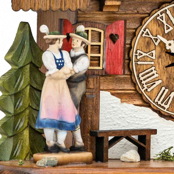  Cuckoo Clock - Chalet 8-day cuckoo clock with Black Forest lovers, accordion player, and dog 32cm by Hekas - Cuckoo Collections