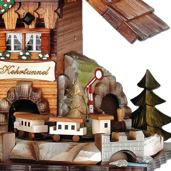  Cuckoo Clock - Chalet 8-day musical cuckoo clock with water wheel and moving train 38cm by Hubert Herr - Cuckoo Collections