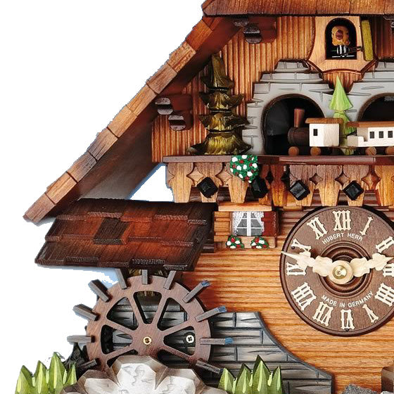 Cuckoo Clock - Chalet 8-day musical cuckoo clock with water wheel and moving train 38cm by Hubert Herr - Cuckoo Collections