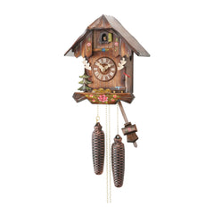  Cuckoo Clock - Chalet 8-day cuckoo clock with small oak leaves and hand-painted flowers 29cm by Hubert Herr - Cuckoo Collections