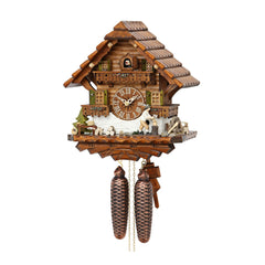  Cuckoo Clock - Chalet 8-day cuckoo clock with wood-chopper and dog 32cm by Hekas - Cuckoo Collections