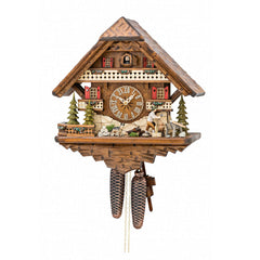  Cuckoo Clock - Chalet 8-day cuckoo clock with wood-chopper and dog 42cm by Hekas - Cuckoo Collections
