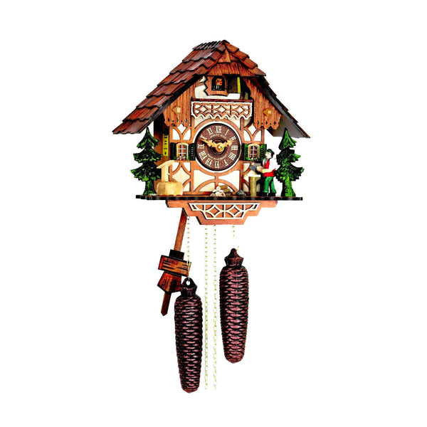  Cuckoo Clock - Chalet 8-day cuckoo clock with woodcutter, water pump and fir trees 26cm by Hubert Herr - Cuckoo Collections