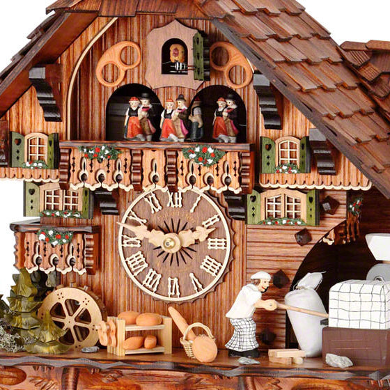  Cuckoo Clock - Chalet 8-day musical '2011 cuckoo clock of the year' with moving baker, mill-wheel and dancers 40cm by Hubert Herr - Cuckoo Collections