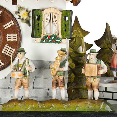  Cuckoo Clock - Chalet 8-day musical Black Forest house cuckoo clock with moving beer drinker, Bavarian folk band, maypole and village dancers 33cm by Hubert Herr - Cuckoo Collections
