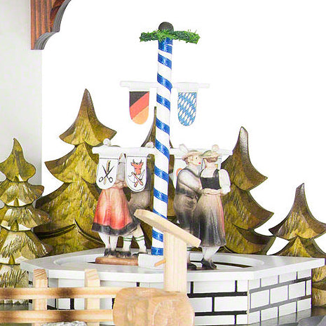  Cuckoo Clock - Chalet 8-day musical Black Forest house cuckoo clock with moving beer drinker, Bavarian folk band, maypole and village dancers 33cm by Hubert Herr - Cuckoo Collections