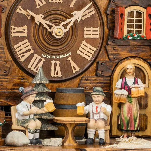  Cuckoo Clock - Chalet 8-day musical Beer garden '2nd place - 2017 Cuckoo clock of the year' with beer drinkers, folk band, waitress, bell-tower, and dancers 63cm by Hekas - Cuckoo Collections