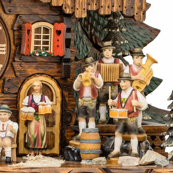  Cuckoo Clock - Chalet 8-day musical Beer garden '2nd place - 2017 Cuckoo clock of the year' with beer drinkers, folk band, waitress, bell-tower, and dancers 63cm by Hekas - Cuckoo Collections