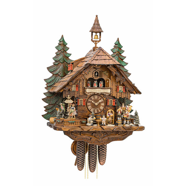  Cuckoo Clock - Chalet 8-day musical Beer garden '2nd place - 2017 Cuckoo clock of the year' with beer drinkers, folk band, waitress, bell-tower, and dancers 63cm by Hekas - Cuckoo Collections