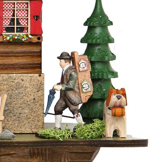  Cuckoo Clock - Chalet 8-day musical cuckoo clock with beer drinkers, clock peddler, dog, mill-wheel, and dancers 38cm by Hekas - Cuckoo Collections