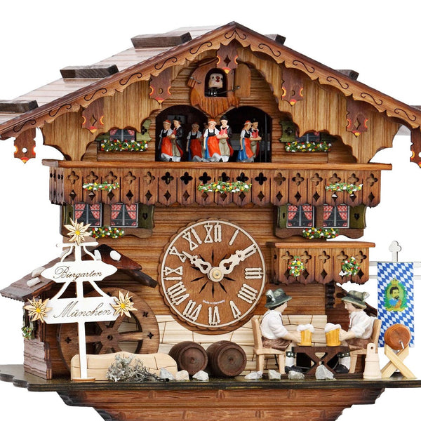  Cuckoo Clock - Chalet 8-day musical cuckoo clock with beer drinkers, mill-wheel, and dancers 32cm by Hekas - Cuckoo Collections