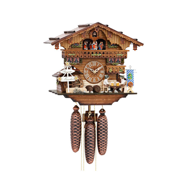  Cuckoo Clock - Chalet 8-day musical cuckoo clock with beer drinkers, mill-wheel, and dancers 32cm by Hekas - Cuckoo Collections