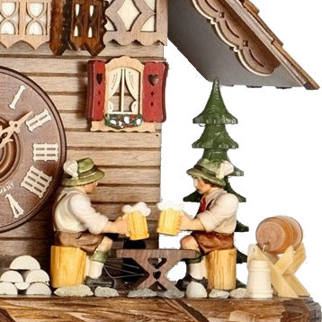  Cuckoo Clock - Chalet 8-day musical cuckoo clock with beer drinkers, mill-wheel, and dancers 36cm by Hekas - Cuckoo Collections
