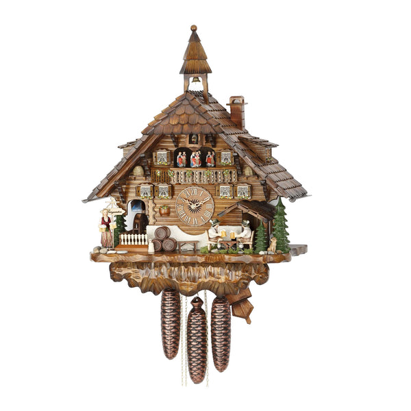  Cuckoo Clock - Chalet 8-day musical cuckoo clock with beer garden, beer drinkers, waitress, mill-wheel, and dancers 60cm by Hekas - Cuckoo Collections