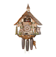  Cuckoo Clock - Chalet 8-day musical cuckoo clock with lumberjack, mill-wheel, and glockenspiel dancers 44cm by Hekas - Cuckoo Collections