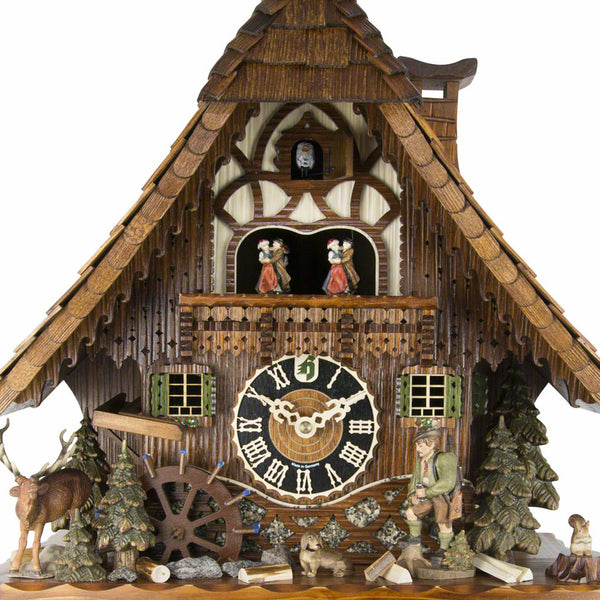  Cuckoo Clock - Chalet 8-day musical cuckoo clock with moving hunter, mill-wheel, and dancers 50cm by Hönes - Cuckoo Collections