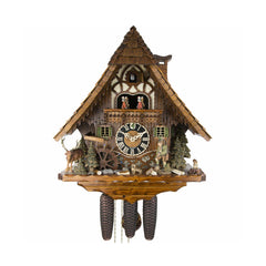  Cuckoo Clock - Chalet 8-day musical cuckoo clock with moving hunter, mill-wheel, and dancers 50cm by Hönes - Cuckoo Collections
