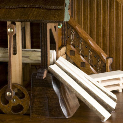  Cuckoo Clock - Chalet 8-day musical cuckoo clock with moving lumber-mill, horse & sled, mill-wheel, belfry bell tower, and dancers 60cm by Hönes - Cuckoo Collections