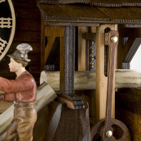  Cuckoo Clock - Chalet 8-day musical cuckoo clock with moving lumber-mill, horse & sled, mill-wheel, belfry bell tower, and dancers 60cm by Hönes - Cuckoo Collections