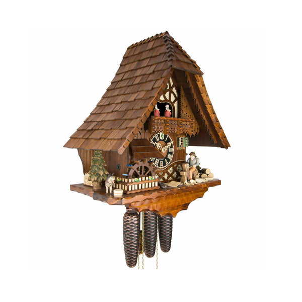  Cuckoo Clock - Chalet 8-day musical cuckoo clock with moving shingle-maker, mill-wheel, and dancers 49cm by Hönes - Cuckoo Collections