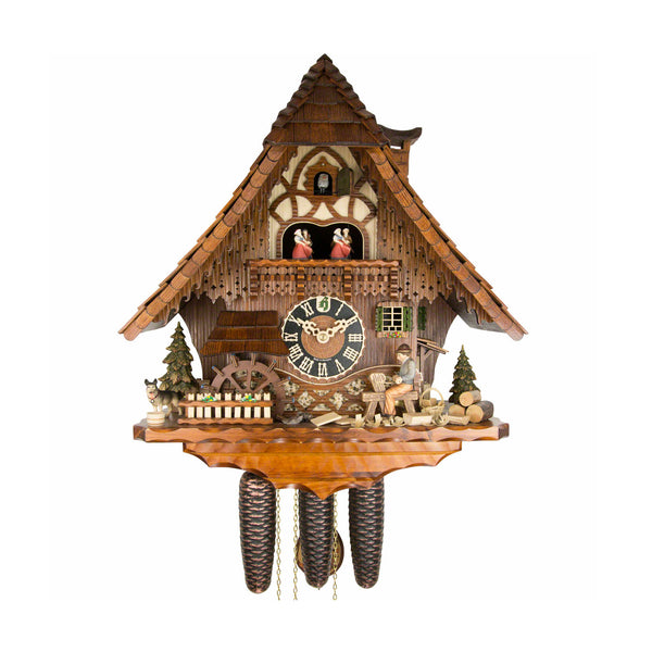  Cuckoo Clock - Chalet 8-day musical cuckoo clock with moving shingle-maker, mill-wheel, and dancers 49cm by Hönes - Cuckoo Collections