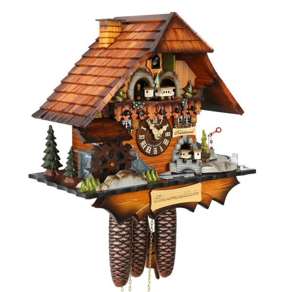  Cuckoo Clock - Chalet 8-day musical cuckoo clock with water wheel and moving train 38cm by Hubert Herr - Cuckoo Collections