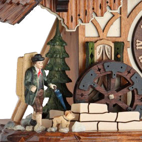  Cuckoo Clock - Chalet 8-day musical cuckoo clock with wood-chopper, clock peddler, mill-wheel, and dancers 40cm by Hekas - Cuckoo Collections