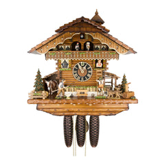  Cuckoo Clock - Chalet 8-day '2005 cuckoo clock of the year' musical Farm house cuckoo clock with moving farmer, dog, goose, cow, belfry tower, and dancers 44cm by Hönes - Cuckoo Collections