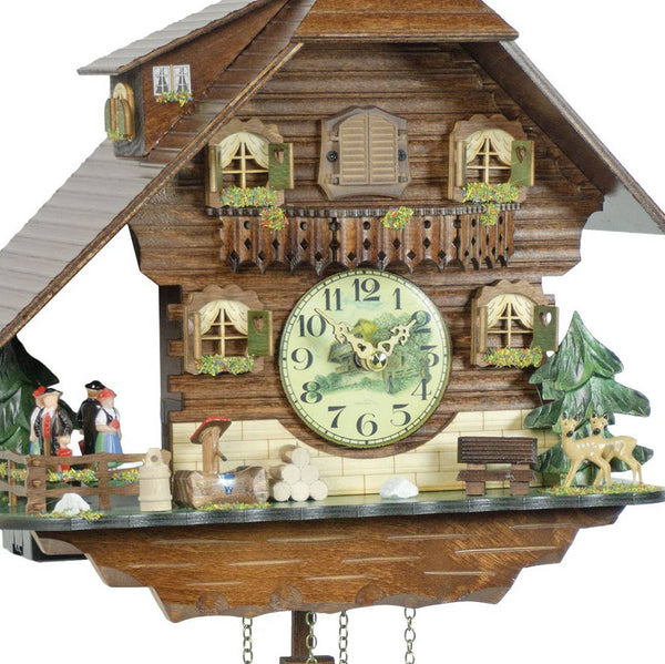  Cuckoo Clock - Chalet quartz cuckoo clock black forest house turning dancers by Trenkle Uhren - Cuckoo Collections