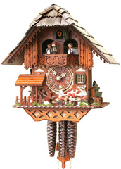  Cuckoo Clock - Chalet style 1 day movement cuckoo clock black forest house with moving beer drinker and mill wheel 30cm by Rombach & Haas - Cuckoo Collections