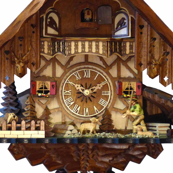 Chalet style 8-day Black Forest cuckoo clock with moving mountain walker 35 cm by Engstler