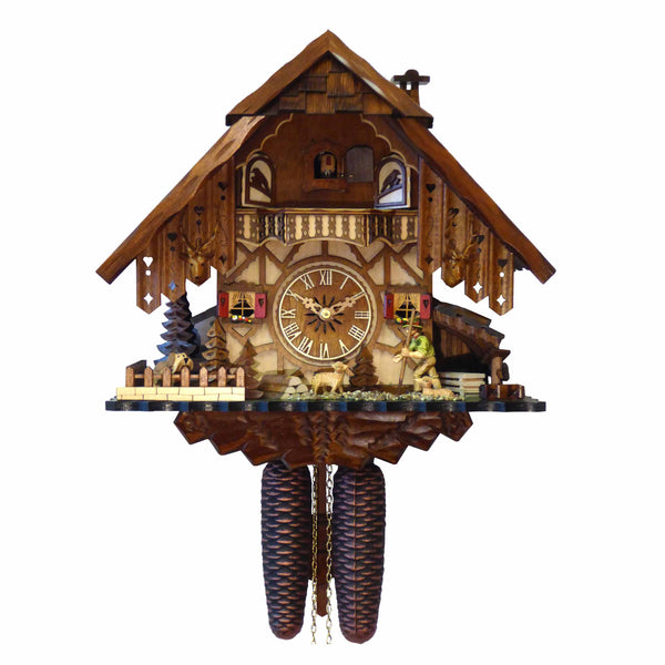 Chalet style 8-day Black Forest cuckoo clock with moving mountain walker 35 cm by Engstler