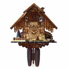 Chalet style 8-day Black Forest cuckoo clock with moving mountain walker 35 cm by Engstler