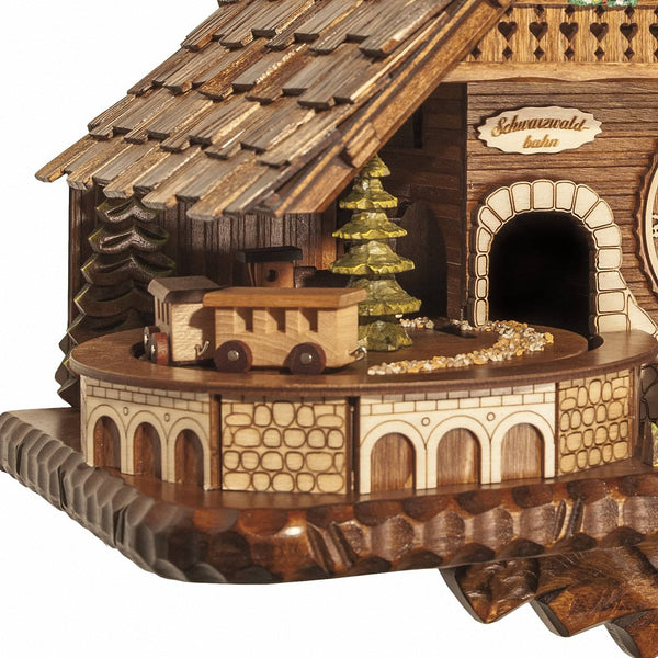 Chalet-style Black Forest battery-powered musical cuckoo clock with moving dancers and train 36 cm by Engstler