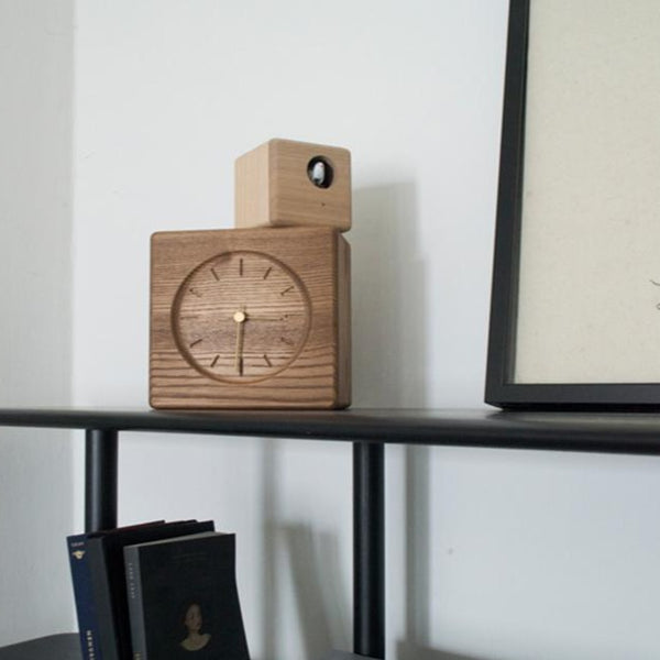 'Cubist'  Table Cuckoo Clock (Brown and light wood) by Lemnos