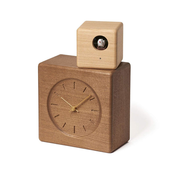 'Cubist'  Table Cuckoo Clock (Brown and light wood) by Lemnos