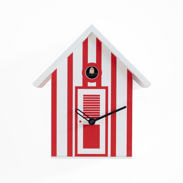  Cuckoo Clock - 'Bagni Nettuno' Cuckoo Clock (White & Red) by Progetti - Cuckoo Collections