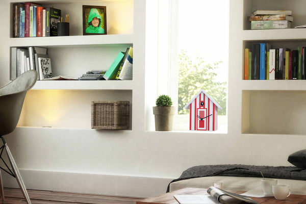  Cuckoo Clock - 'Bagni Nettuno' Cuckoo Clock (White & Red) by Progetti - Cuckoo Collections