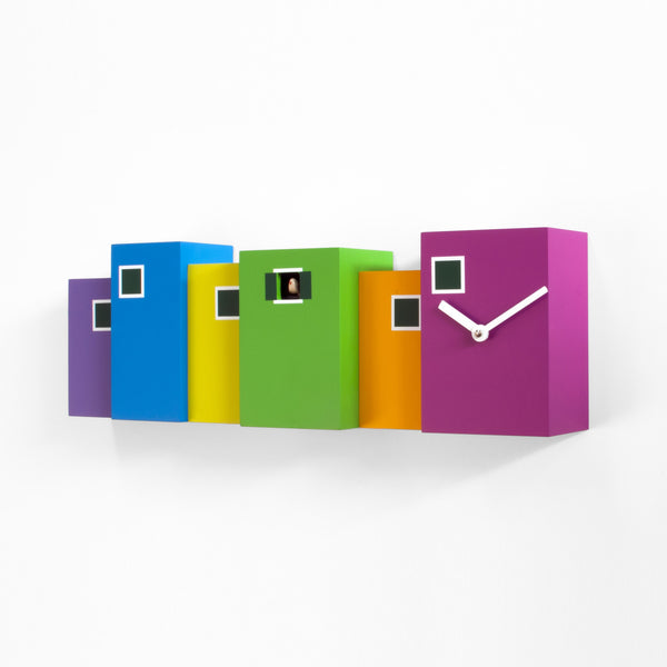  Cuckoo Clock - 'Burano' Cuckoo Clock (Purple, orange, green and light blue) by Progetti - Cuckoo Collections
