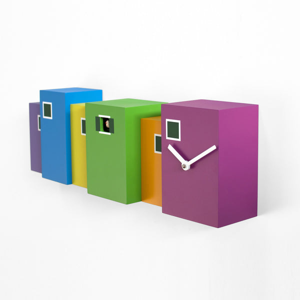  Cuckoo Clock - 'Burano' Cuckoo Clock (Purple, orange, green and light blue) by Progetti - Cuckoo Collections
