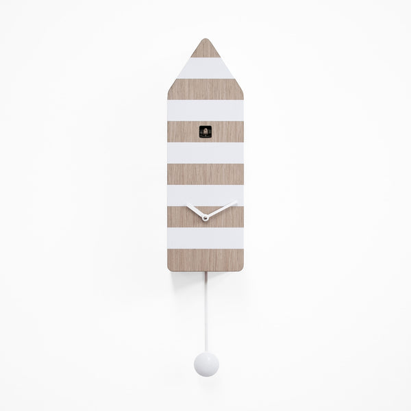  Cuckoo Clock - 'Capri' Cuckoo Clock (Light wood and white stripes) by Progetti - Cuckoo Collections