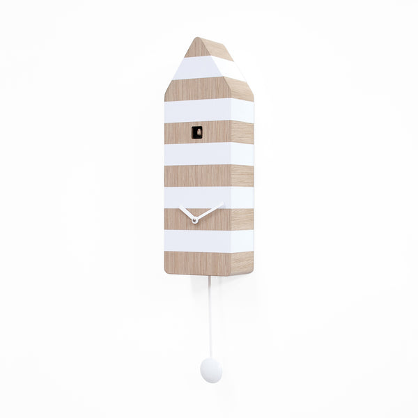  Cuckoo Clock - 'Capri' Cuckoo Clock (Light wood and white stripes) by Progetti - Cuckoo Collections