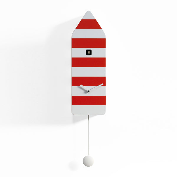  Cuckoo Clock - 'Capri' Cuckoo Clock (White and orange stripes) by Progetti - Cuckoo Collections