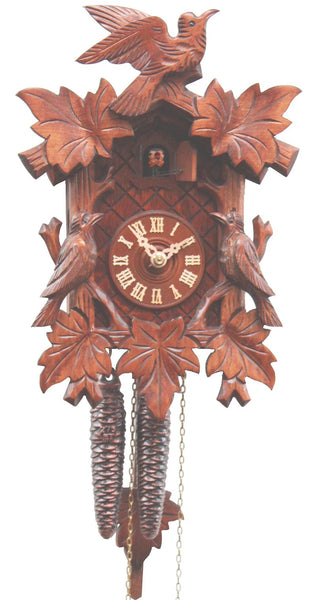  Cuckoo Clock - Carved style 1 day movement cuckoo clock 5 leaves 3 birds 28cm by Rombach & Haas - Cuckoo Collections