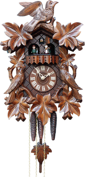  Cuckoo Clock - Carved style 1 day movement cuckoo clock 5 leaves 3 birds 40cm by Rombach & Haas - Cuckoo Collections