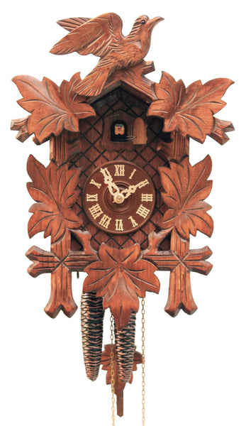  Cuckoo Clock - Carved style 1 day movement cuckoo clock 5 leaves bird 33cm by Rombach & Haas - Cuckoo Collections
